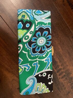 Vibrant Green & Blue Floral Print clutch Banana Republic 100% silk